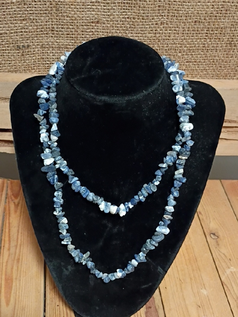 Blue Sodalite Chip Stone Bead Strand 32"